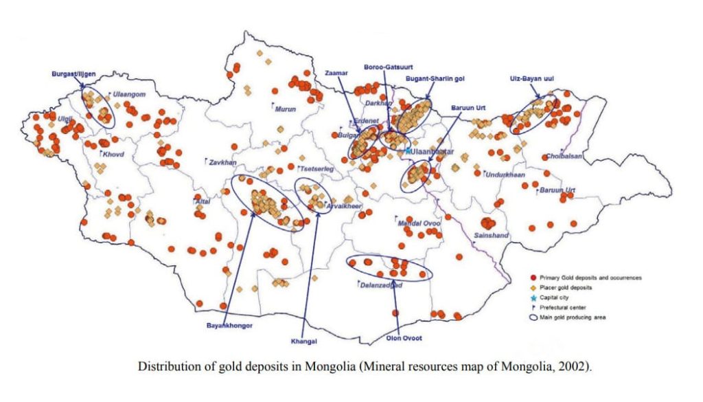 Gold Distribution in Mongolia